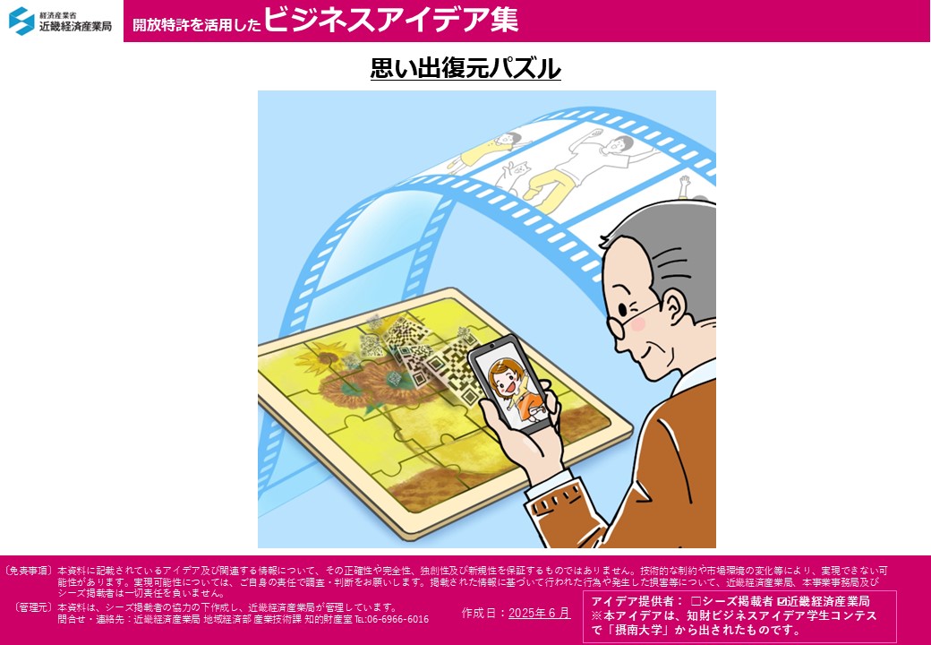 ビジネスアイデア集「思い出復元パズル」 