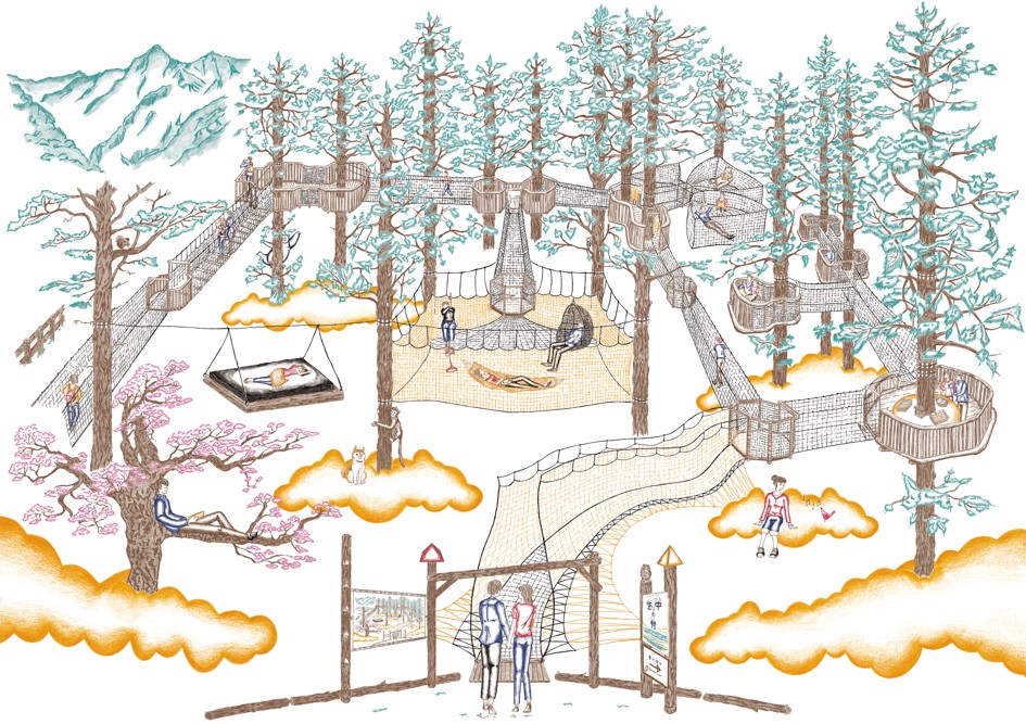 空中の村　イラスト