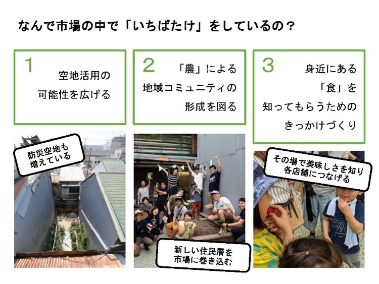 なんで市場の中でいちばたけをしているの？