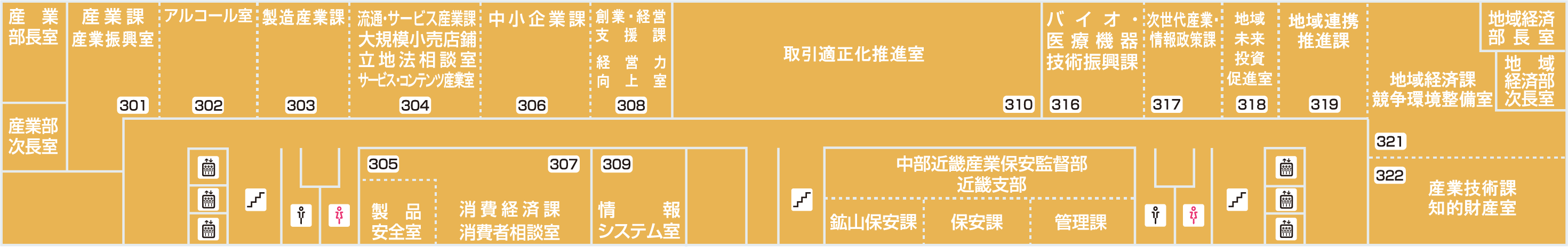 大阪合同庁舎1号館　本館3階配置図。詳細・拡大はリンク先PDFをご確認ください。